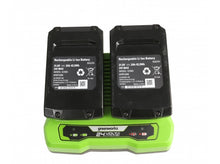 Load image into Gallery viewer, Greenworks 48V (2 x 24V) 41cm Lawnmower with Two 24V 2Ah Batteries & 2Ah Twin Charger
