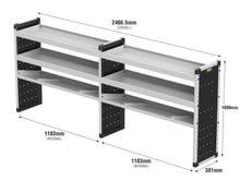 Load image into Gallery viewer, Van Guard Trade Van Racking Double Unit - 2 Straight, 1 Angled Per Bay - H1009mm x W2466.5mm (1183mm & 1183mm) Universal