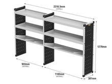 Load image into Gallery viewer, Van Guard Trade Van Racking Double Unit - 2 Straight, 1 Angled Per Bay - H1279mm x W2216.5mm (933mm & 1183mm) Universal