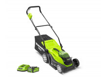 Load image into Gallery viewer, Greenworks 40V 35cm (14”) Cordless Lawnmower with 2Ah Battery &amp; Charger
