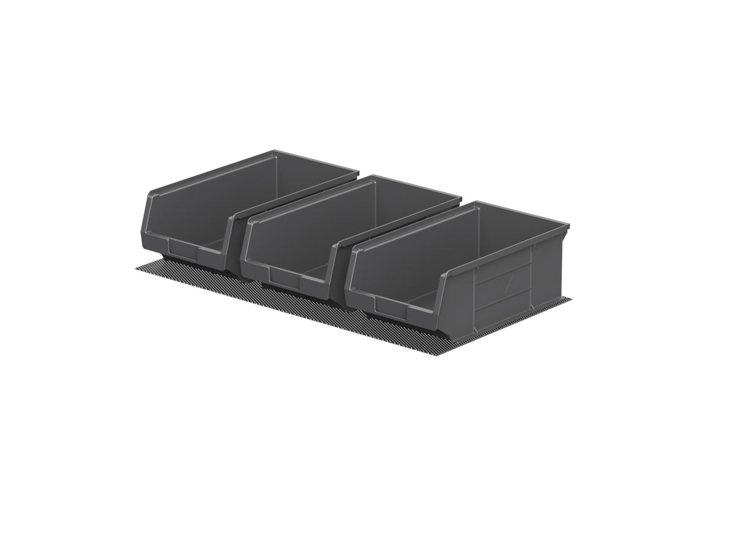 Van Guard Set of 3 Racking Bins with Rubber Matting for Trade Van Racking - Suits 750mm Shelf (683mm Internal Size) Universal