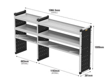 Load image into Gallery viewer, Van Guard Trade Van Racking Double Unit - 2 Straight, 1 Angled Per Bay - H1009mm x W1966.5mm (683mm &amp; 1183mm) Universal
