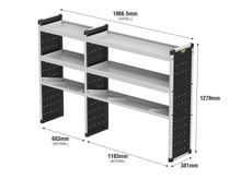 Load image into Gallery viewer, Van Guard Trade Van Racking Double Unit - 2 Straight, 1 Angled Per Bay - H1279mm x W1966.5mm (683mm &amp; 1183mm) Universal
