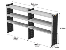 Load image into Gallery viewer, Van Guard Trade Van Racking Double Unit - 2 Straight, 1 Angled Per Bay - H1279mm x W2466.5mm (1183mm &amp; 1183mm) Universal
