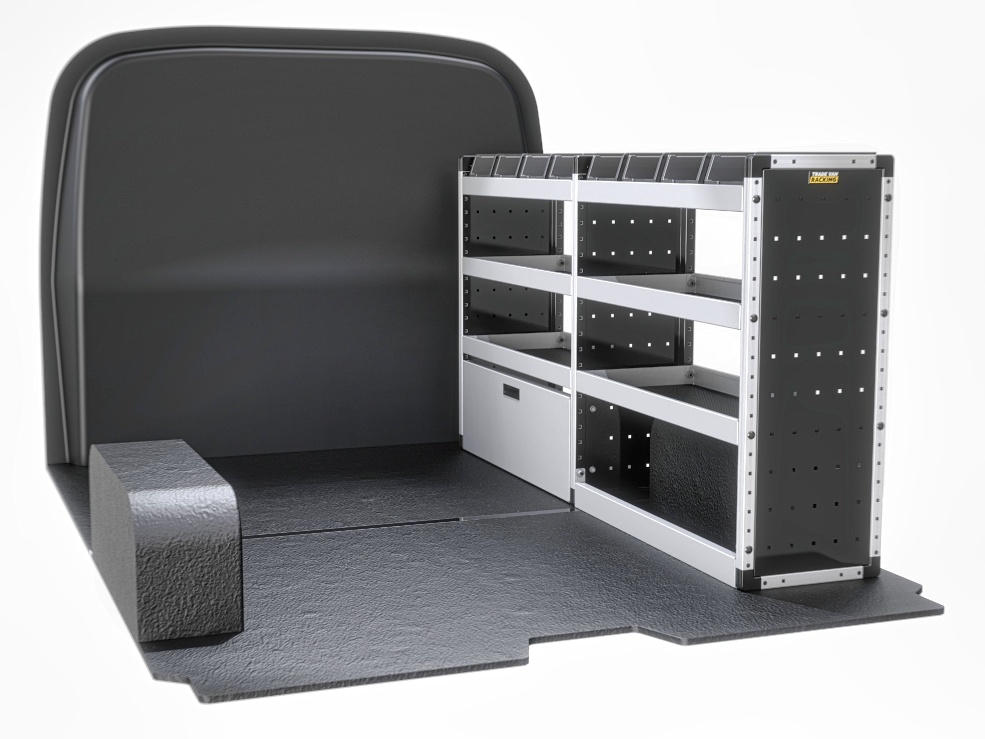 Silver Storage Package Racking Van Guard Silver Trade Van Racking Package - Offside Ford Transit Cust ...