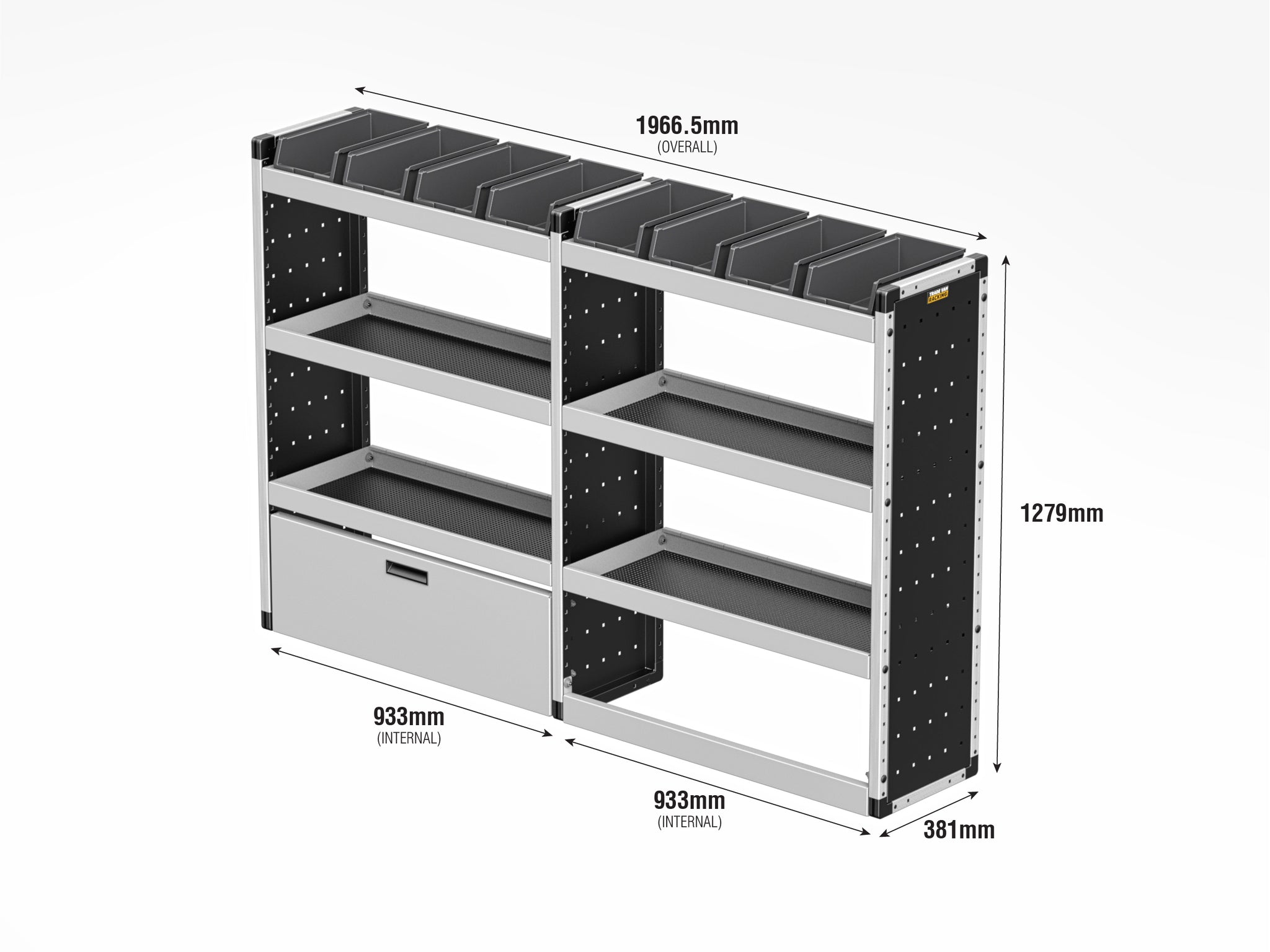 Silver Storage Package Racking Van Guard Silver Trade Van Racking Package - Offside Ford Transit Cust ...